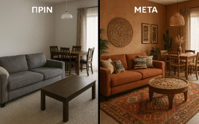 Ανακαίνιση καθιστικού και τραπεζαρίας σε διαμέρισμα Airbnb. Δίνουμε αξία στην ιδιοκτησία.
